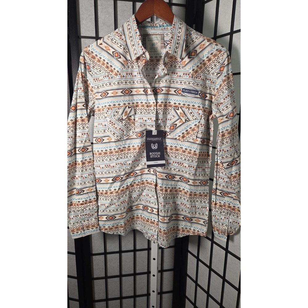 Panhandle Western Womens Pearl Button Down Boho Western Size Medium